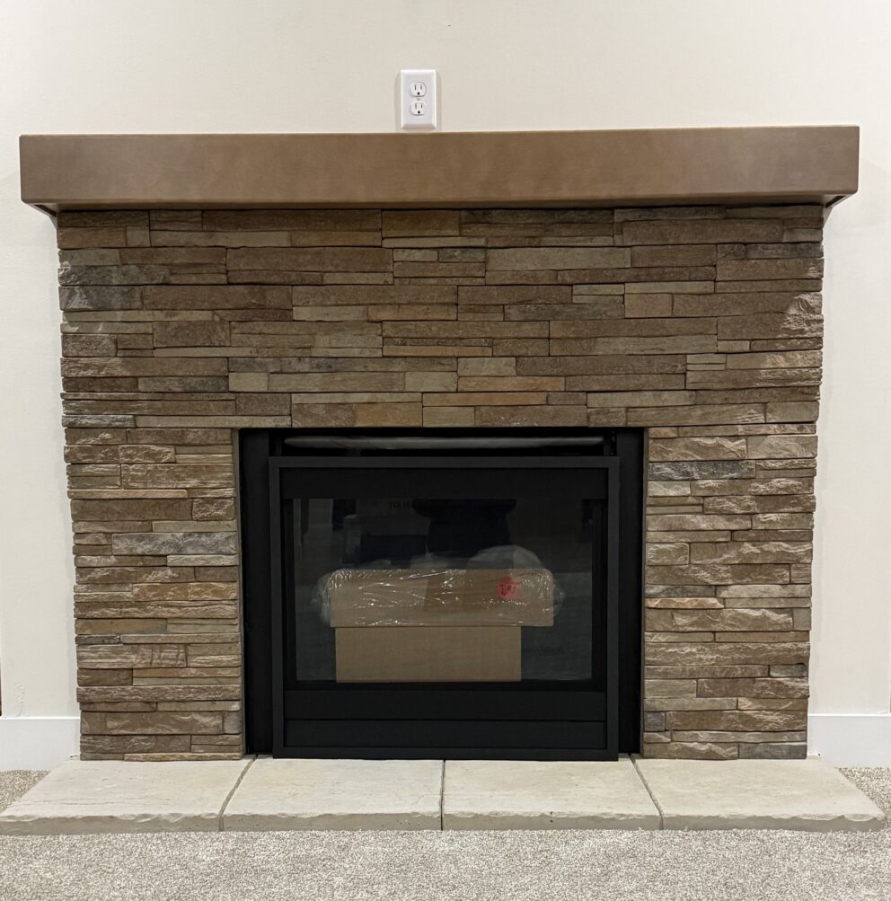 Fireplaces - Half Stone Gas Fireplace